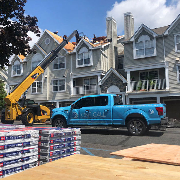new roof installation on an apartment building