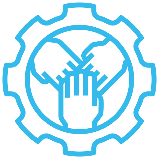 hands together for collaboration icon